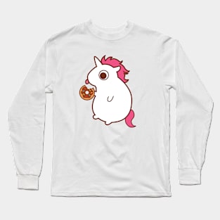 Unicorn Eating A Donut Long Sleeve T-Shirt